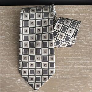 INSIGNIA Geometric Patterned Tie By Martin Wong- Black, Gray, Cream
